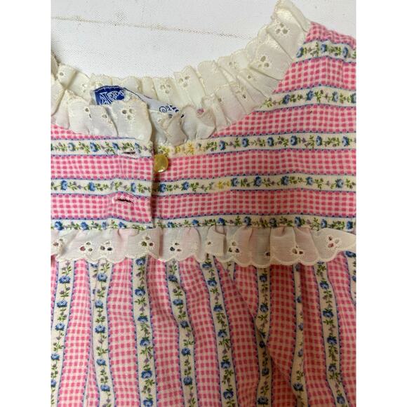 Vintage Accentuette Lanz Floral Flannel Lace Trim Nightgown Small Cottagecore - Picture 12 of 12